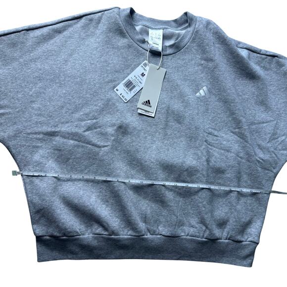 adidas Women's Essentials Feel Cozy Logo Fleece Sweatshirt NWT GREY SIZE M - Picture 7 of 10